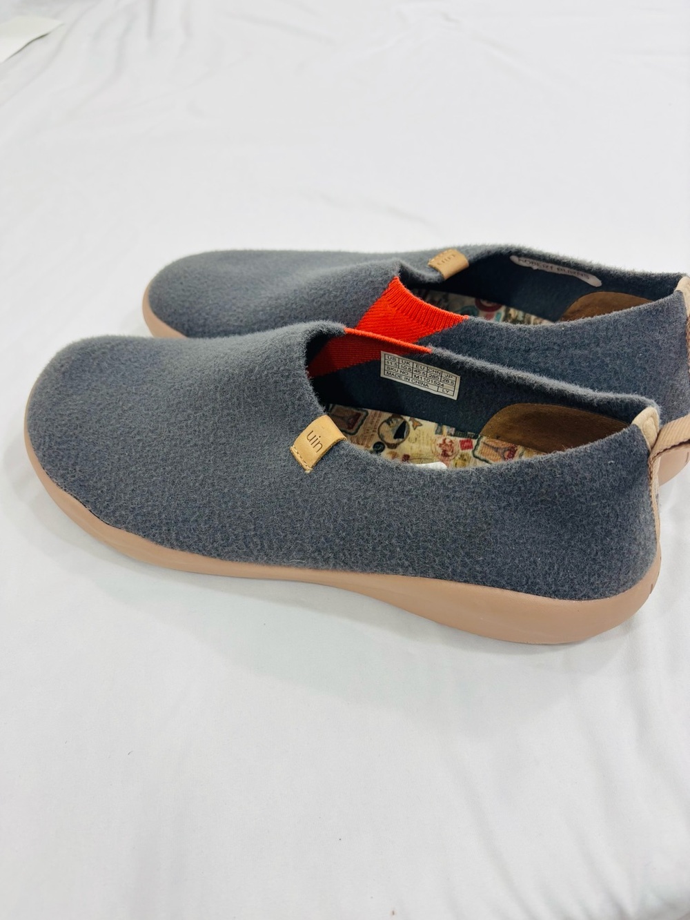 UIN Toledo II Wool Slip-On Travel Loafers Grey Mens Size 11.5